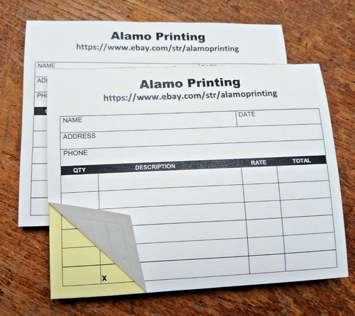 Custom part invoices printed - 2-part,